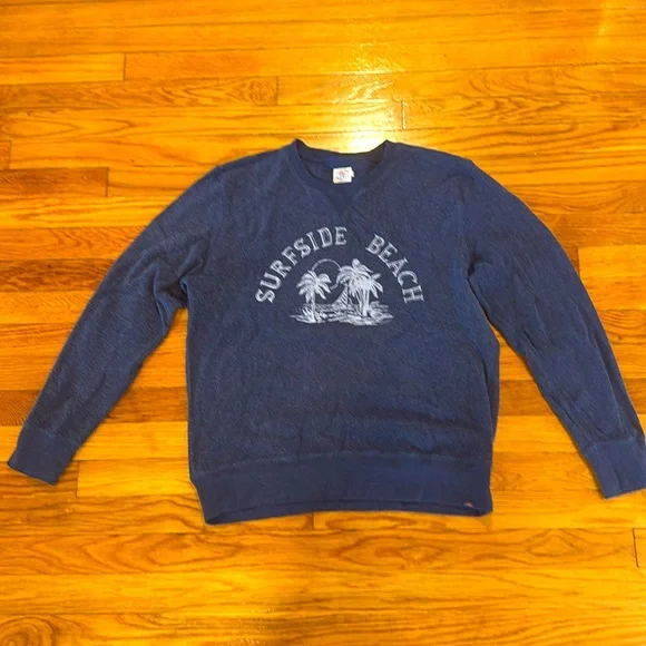 Faherty Blue Crewneck Sweater with Surfside Beach Graphic - Medium - Picture 2 of 8